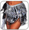 Flovel Glitzernder Paillettenrock Fransen Glitzerrock Bauchtanzkostüm Rave Rock für Damen Schwarz-Silber Ombré