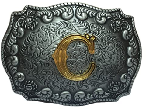 COOLLA Gürtelschnalle für Herren - Anfangsbuchstaben ABCDEFG bis Z Western Rodeo Texas Cowboy Große Gürtelschnallen, C, 9 cm