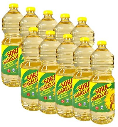 Olio di girasole, 10 x 1 l, confezione convenienza, olio di girasole, olio per frittura