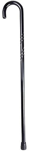 OFUNGO Natürliche hölzerne Mitarbeiter Wanderstange Trekking Pole Offset Cane, mit Holzgriffkrücken, Sohle tragen Black Graving dauerhaft for Senioren Geschenk (Farbe: Schwarz) (Color : Black)