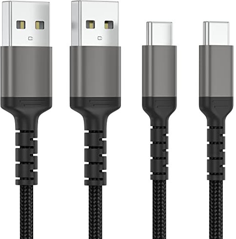 ADILIFT USB C Kabel 2m 2Pack, USB Typ C Schnellladekabel 3A Nylon geflochten Langes USB A zu USB C Ladekabel für Samsung Galaxy S21 S20 S10 S9 S8, Note 10 9, Sony Xperia XZ, Huawei P30 P20, MacBook