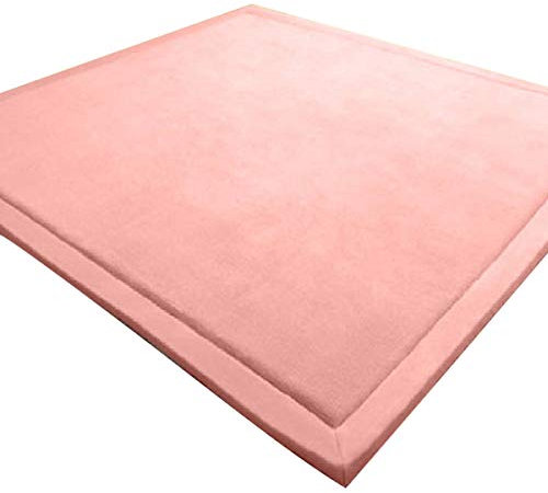LEHOUR Verdickung Korallen Samt Teppich Kinder Krabbeldecke Weiche Tatami Teppiche Kinder rutschfeste Vergrößern Spielmatte (Rosa, 180 * 200CM)