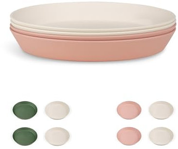 Citron Melamine Plates Set of 4 (2 Cream, 2 Pink) – Durable, Lightweight & Reusable Dinnerware – BPA-Free Plates for Kids and Adults – Perfect for Everyday Meals, Parties & Picnics