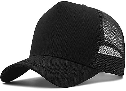 ISWMM Großer Kopfhut Sport Golf Cap XXL Oversize Baseball Cap Big Head Hat Plus 23.6 -25.5 (60-65cm), Schwarz