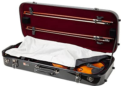 Custodia rigida in fibra di vetro per due violini 4/4 | Serratura TSA, igrometro, copertura protettiva, spallacci zaino – Nero