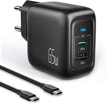imuto 𝟔𝟓𝐖 USB C Ladegerät 2-Port Schnellladegerät, GaN Laptop-Ladegerät PD3.0 & QC3.0, USB C Netzteil Kompatibel mit Laptop, iPhone 8-15, iPad, MacBook, Samsung, Huawei usw