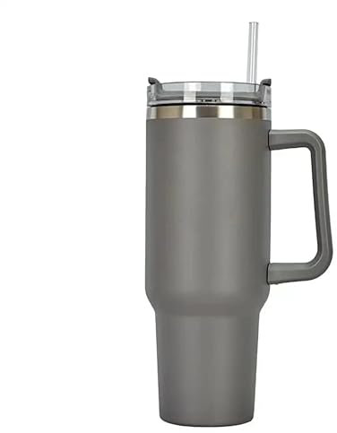 RZXBB Doppelwandiger Edelstahl Thermobecher mit Strohhalm,40oz 1200ml Becher Tumbler mit Griff und Deckel,Vakuum Isolierbecher Becher,Autobecher Reisebecher,Thermosflasche Deckel Dient als Becher