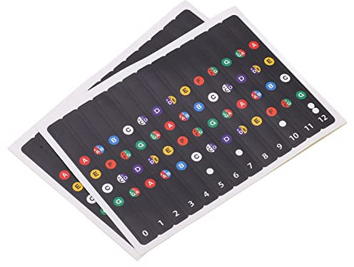 Ukulele-Griffbrett-Aufkleber, langlebiger Klebstoff, 2 Stück, bunte Fingerführung, einfach zu meisternde Ukulele-Noten-Aufkleber zum Unterrichten