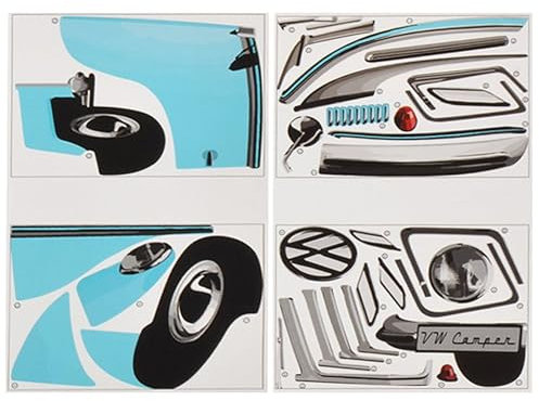 alles-meine.de GmbH 33 TLG. Set XXL Wandsticker - Auto VW/Volkswagen T1 Bus Samba 1962 / Bully 1950-1967 - Mind. 1,8 m * 1,2 m - Camper Classic Blue Blau - Wandtattoo Fahrzeug ..