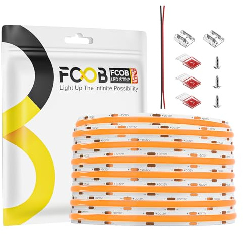 FCOB COB Orange LED Streifen Flexibel Hohe Dicht 480LEDs/m 5M DC12V CRI90+ | 8mm Breite Dimmable Uniform Helligkeit LED Licht für DIY Heim Dekoration (Nicht inhalt Netzteil＆Controller)