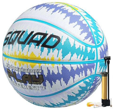 SQUAD Ultra Grip Basketball Größe 7 (29,5) - Verbesserter Langlebiger Sprung für Outdoor-Spiel - Tiefe Kanalkonstruktion für Einfache Kontrolle mit Pumpe Inklusive