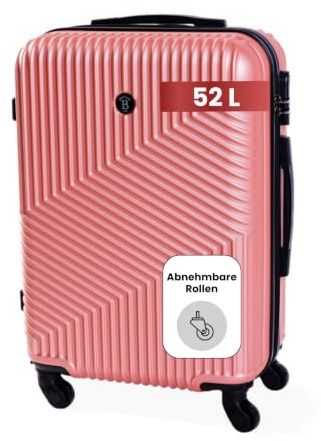 BERTOO Milano Roségold Koffer größe l 60x40x24cm 52L | ABS Hartschalenkoffer | Reisekoffer mit Rollen |Schloss Koffer |