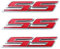 3pcs SS Embleme Auto Aufkleber Universal Fit für alle Auto Seite Hinten Vorne Kofferraum (Rot Silber)