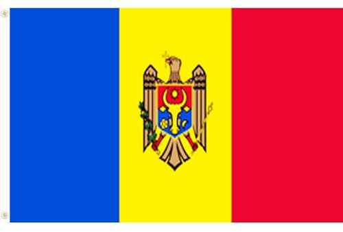 Kaiheok Flagge 3x5Ft/90x150cm Moldawien Flagge Europa Flaggen Polyester mit zwei Metallösen - Canvas-Header und doppelt genäht - perfekt für Fliegen im Schwach wind bereich.
