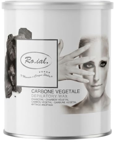 Ro.ial. Carbon Vegetale Warmwachsdose 800 g – Professionelles Enthaarungswachs mit Aktivkohle für Haarentfernung an Beinen, Armen, Achseln & Bikinizone
