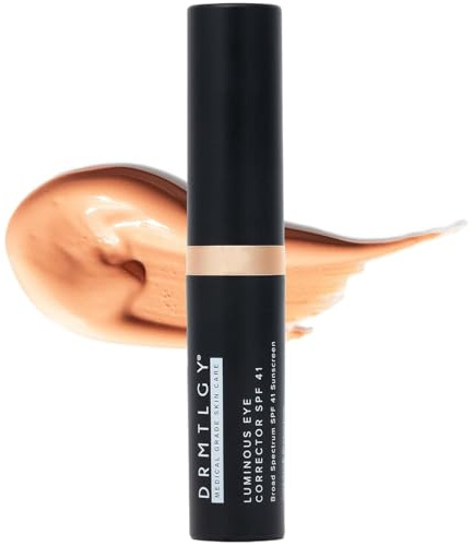 DRMTLGY Luminous Eye Corrector SPF 41, Under Eye Color Corrector for Dark Circles, Anti-Aging Tinted Eye Cream, Hydrating Eye Serum with Peach Undertone, Tan