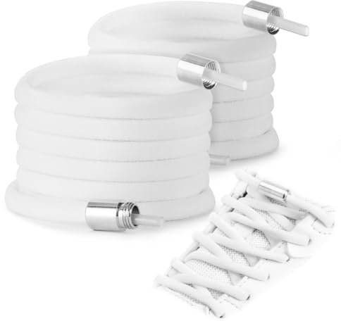 Feibmir 2-Paar elastische Spitzen ohne Krawatten, Spitzen Kinder, elastische Spitzen weiß, Schnur Knöchel ohne Krawatten