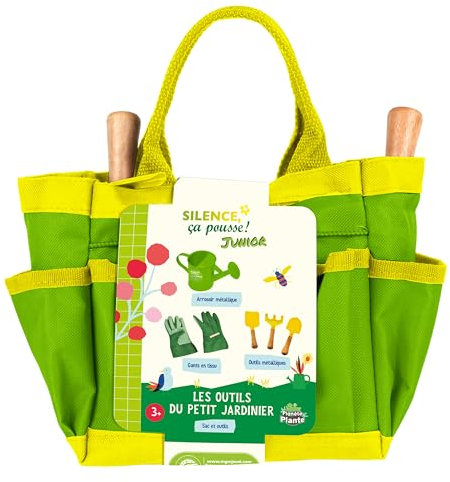 PLANÈTE PLANTE - Sac De Jardinage 6 Pieces - Silence ça pouse - 170629SP - Métal - Jardin - Nature - Plante - Fleurs - Pelle - Rateau - Arrosoir - Gant - Jeu Pour Enfant - À Partir de 3 ans