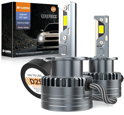 D-Lumina Lampadina D2S LED per Fari Anti-Errore,20000LM 120W 6500K Bianco Estremamente Luminoso Kit di Conversione Faro LED,CANBUS Faro Sostituire OEM Xenon HID Lampadina Plug And Play,2 Pezzi