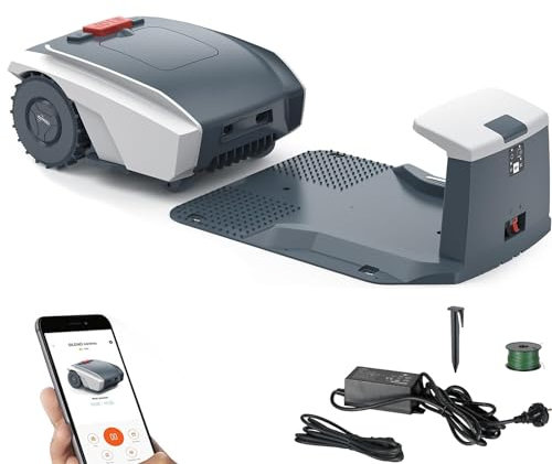 Robot tagliaerba automatico con navigazione GPS e stazione di ricarica, taglia fino a 2/3 acri/29.000 piedi quadrati, pianificazione percorso APP, ritaglio interruzione, taglio personalizzato, IPX5
