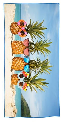 goodbath Mikrofaser-Strandtuch, schnell trocknend, übergroß, sandfrei, leicht, niedliches Badetuch, Reisen, Schwimmbad, Yoga (Ananas, 180 x 80 cm)