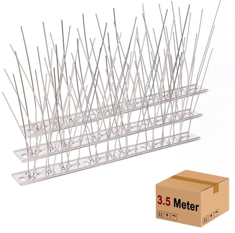 3.5 Meter Taubenabwehr Spikes, Gesamtlänge 3.5 m / 14x Elemente à 25 cm -Vogelabwehr Spikes Edelstahl, Taubenabwehr Balkon, Vogelschutz Spikes für Balkon Dach und Fensterbank gegen Vögel