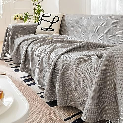 Bishilin Sofaüberwurf rutschfest, Sofabezug 1 Sitzer für Sommer Grau 180x150CM Couchbezug Eckcouch Universal