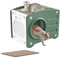 XMTECH Katzenhaus Indoor Outdoor, PP Katzenhöhle mit Katzen kratzbrett, Katzenbett Katzentonne, Katzenbett Höhle, katzenhaus für draussen, 90KG Tragfähigkeit, 55 x 40 x 46 cm (Grün, 55 x 40 x 46 cm)