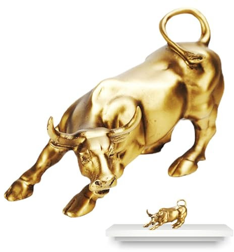 Wall-Street-Bull-Statue – Wall-Street-Bull-Skulptur, Kunstbulle aus Kunstharz fürs Büro | Stock-Street-Bull-Statue, glückbringendes Feng-Shui- für Büro, Zuhause, Geschäft, 7,6X 5,1x5,1 Zoll