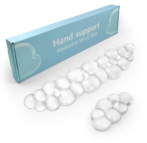 Gel Cloud Keyboard and Mouse Wrist Rest, Cute Wrist Support and Arm Support Keyboard Rest for Keyboard and Mouse Typing Pain Relief，Suitable for Office/Computer/Laptop/Gaming（White）
