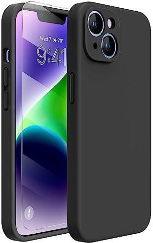 Miracase for iPhone 14 Case, [Enhanced Each Lens Protection] [with 1x Screen Protector] Full-body Drop Protection and Shockproof Liquid Silicone Case, 6.1-inch (Black)