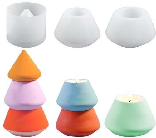 TREABEAR Lot de 3 moules en silicone pour sapin de Noël - Pour bougies - Moules en silicone - Moules en silicone - Moules en plâtre pour couler les bougies de sapin de Noël