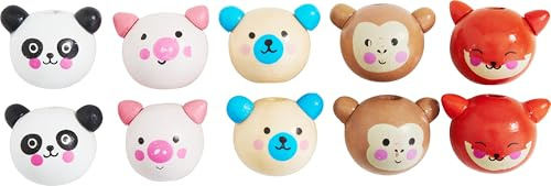 VBS Holzköpfe Smart Animals 18mm Holz Kopf Figuren 10 Stk