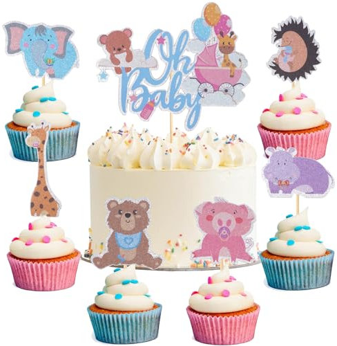 Minnhua 25 Stück Tiere Tortendeko, 7 Stile Kuchen Deko, Wiederverwendbar Party Animals Cake Topper Geburtstag Dschungel Deko Geburtstag für Party