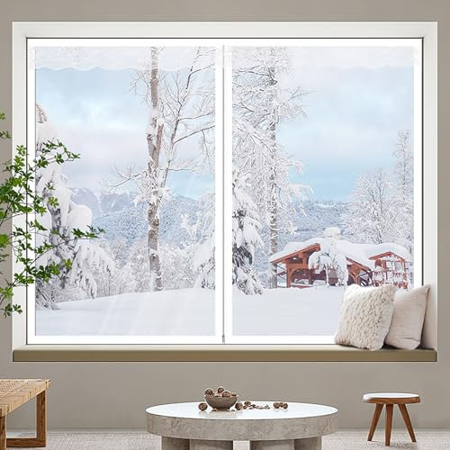 Fenster-Isolierfolie,Transparente Isolierfolie f체r W채rmed채mmung von Fenstern Thermo Cover,Fenster innen K채lteschutz,im Winter warm und im Sommer k체hl zu halten,DIY-Schneiden