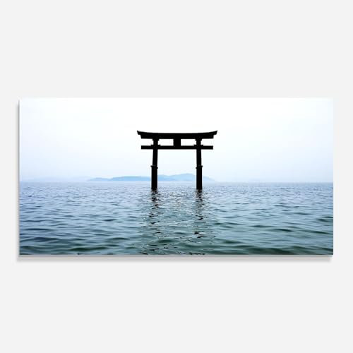 ARTHUB® Glasbild 60x120 cm, 5mm ESG | Moderne Wandbilder aus Glas für Wohnzimmer & Schlafzimmer, Wanddekoration, Wohnkultur, Moderne, Japan Lake Gate