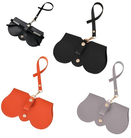 FDHBDF 3 Stück Tragbares Sonnenbrillenetui, Flach Schlank modisches Brillenetui, PU-Leder SonnenbrilleTasche, Reisebrille Schutzhülle mit Lanyard,Geeignet für Männer und Frauen