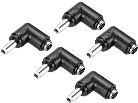 QUARKZMAN 5 Pcs Adaptador De Corriente Continua, Conector Hembra De 90 Grados 5.5mm x 2.1mm A Macho 5.5mm x 2.5mm Puntas Blancas con Cable De 1.2 Pulgadas Fuente De Alimentación Externa
