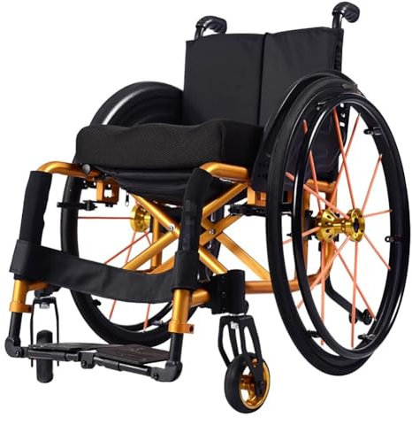 TT-YEC Carrozzina Sportiva Autopropulsa, Carrozzina da Viaggio Leggera E Portatile, Freno A Mano, Borsa Portaoggetti, Carrozzina da Trasporto Pieghevole Ammortizzante,D