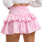 DGSHIRLDJO Mini Jupe pour Femmes Jupe Sexy à Volants Jupe Plissée à Taille Haute avec Pantalon (FR/ES, Alpha/Lettres, TG, Taille Normale, Taille Normale, Rose)