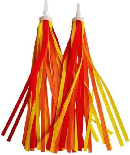 Rockreyoa 1 Paar Lenker Quasten Kinder Fahrrad Luftschlangen Deko Fahrrad Streamer Lenkerfransen Streamer Lenkerfransen Kinderfahrrad Lenker Roller Quasten Dekoration Bändchen Orange