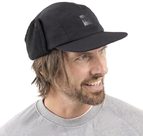 Red Original Tidewater Unisex Trapper Hat - Water-Resistant, Insulated, Warm Sherpa Fleece Lined, Adjustable Earflap (Stealth Black, One Size)