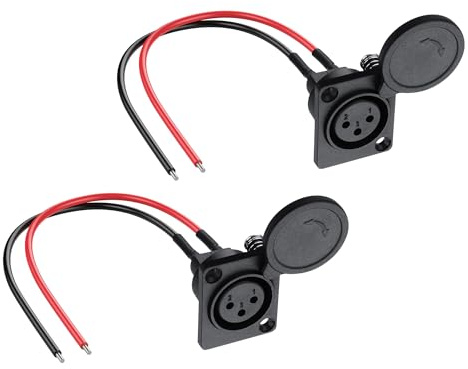 PNGKNYOCN Connecteur de charge XLR femelle 3 broches XLR femelle avec couvercle étanche compatible avec motos, scooters électriques, roues, etc. (lot de 2)
