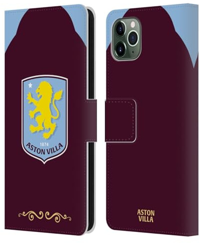 Head Case Designs Officially Licensed Aston Villa Football Club Home 2025/26 Crest Kit Leather Wallet Case Compatible With Apple iPhone 11 Pro Max