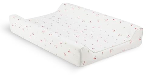 CuddleCo Ditsy Cherry Wedge Baby Changing Mat, Memory Foam Layer