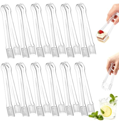 Perusiaw 10Pcs Clear Plastic Serving Tongs, 6.3 Inches Small Disposable