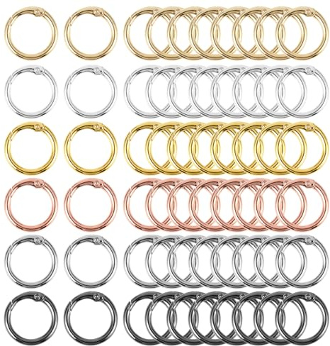 OulQinyhome Karabiner Rund 60 Stück Runde Karabiner Schlüsselanhänger 24mm Karabinerhaken Rund Feder-O-Ring Druckknopf für DIY Schlüsselbund Geldbörse Taschenzubehör