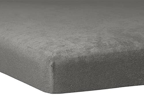 TRAUMSCHLAF weiches, elastisches Flausch Biber Boxspring Topper Spannbettlaken mit Rundumgummi, Größen 140x200 cm - 160x200 cm, Schiefer