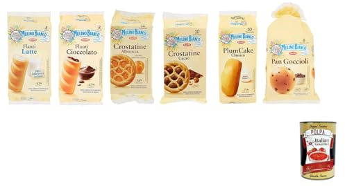 Italian Gourmet Italienisches Snack Set – Flauti, Crostatine, Plumcake & Schokobrötchen Verschiedene Sorten Ideal Für Frühstück & Pausen – Mix Box 6 Artikel + Italian Gourmet Polpa