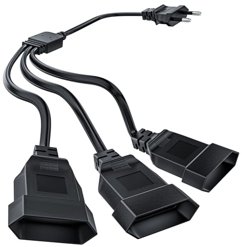 Starvortex 3 in 1 Prolunga con Spina Piatta, 2,5A/250V Prolunga Elettrica | Cavo di Alimentazione da 57 cm, con Spina Standard Europea, Adatto per Elettrodomestici, TV, Computer e Proiettori